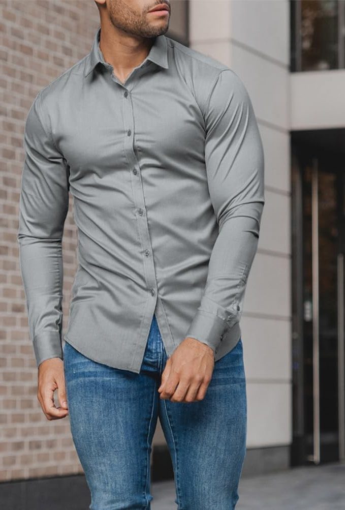 Slim Fit Button-Down Shirt for Men - View 2