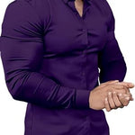 Slim Fit Button-Down Shirt for Men - Purple