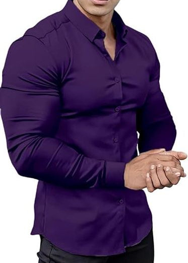 Slim Fit Button-Down Shirt for Men - Purple