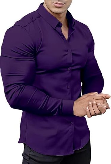 Slim Fit Button-Down Shirt for Men - Purple