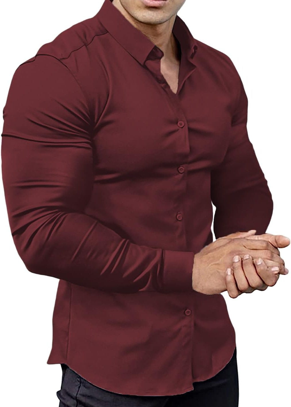 Slim Fit Button-Down Shirt for Men - Red