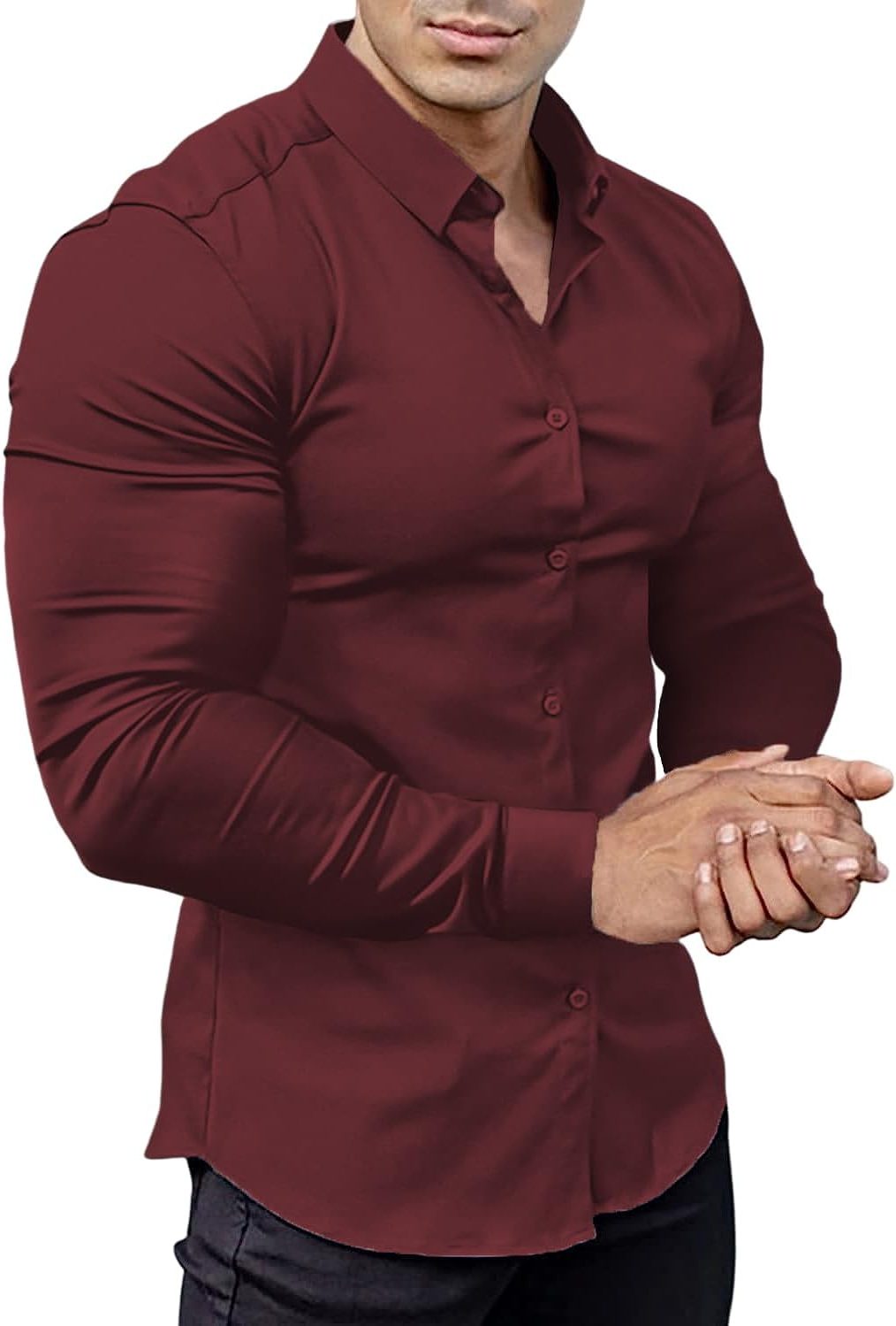 Slim Fit Button-Down Shirt for Men - Red