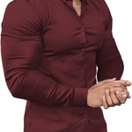 Slim Fit Button-Down Shirt for Men - Red