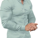 Slim Fit Button-Down Shirt for Men - Light Green