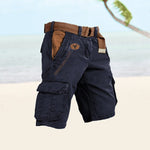 Slim Fit Cargo Shorts with Welt Pockets for Men - Navy Blue