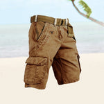 Slim Fit Cargo Shorts with Welt Pockets for Men - Brown