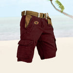 Slim Fit Cargo Shorts with Welt Pockets for Men - Red