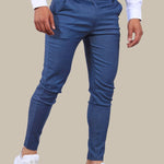 Slim Fit Chino Trousers for Men - Royal Blue