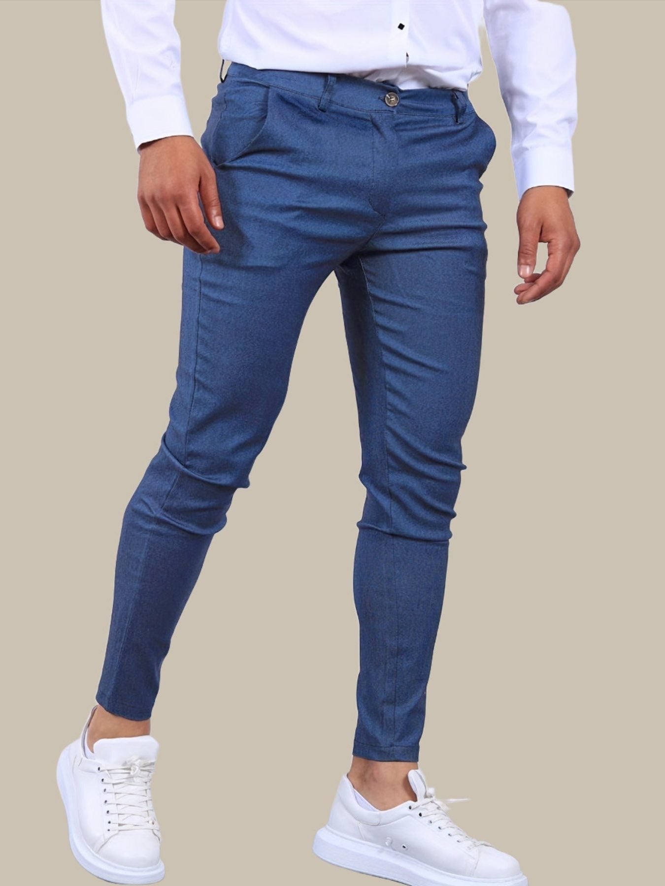 Slim Fit Chino Trousers for Men - Royal Blue
