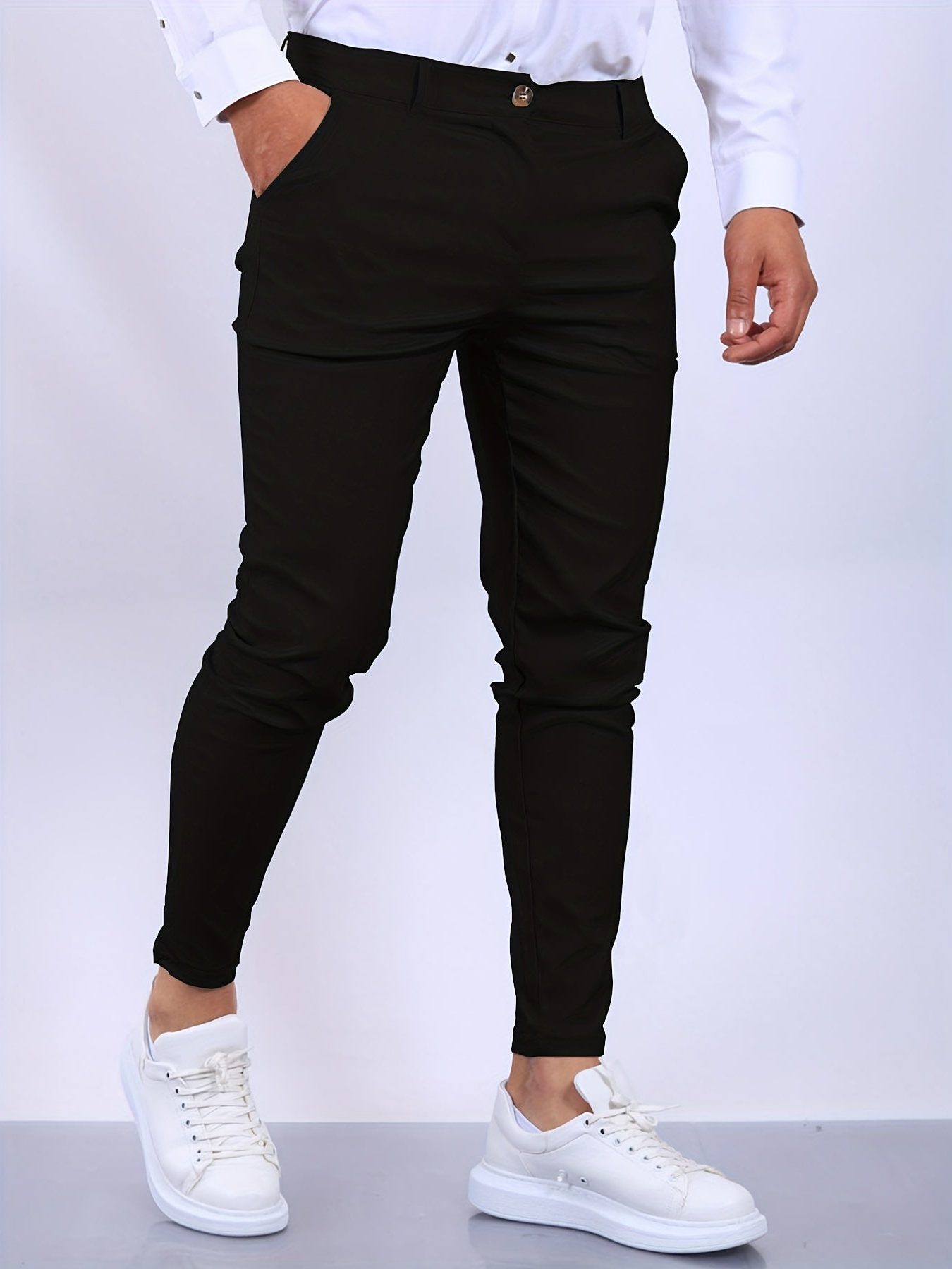 Slim Fit Chino Trousers for Men - Black