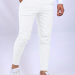 Slim Fit Chino Trousers for Men - White