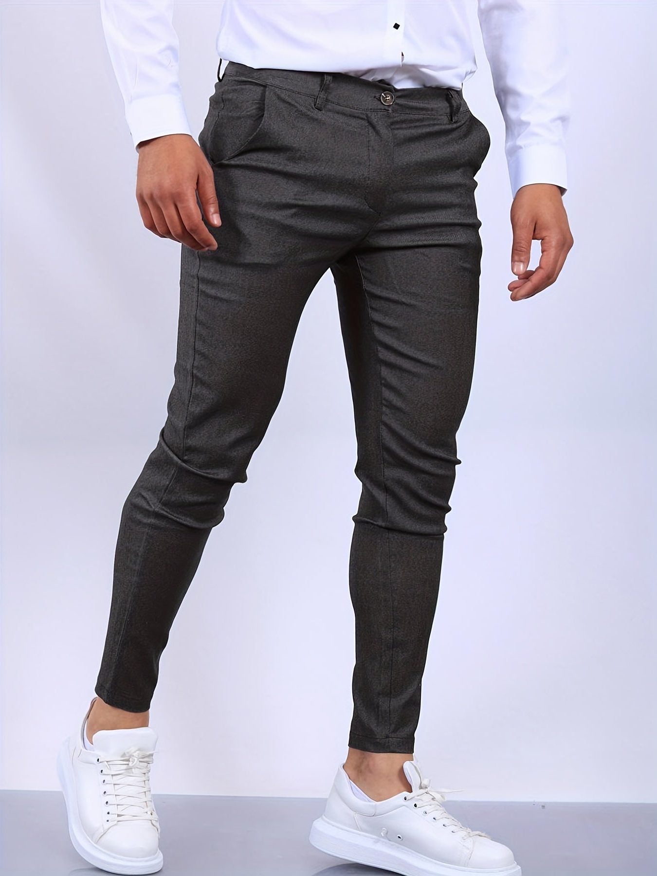 Slim Fit Chino Trousers for Men - Gray