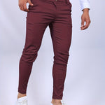 Slim Fit Chino Trousers for Men - Wine Red