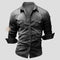 Slim Fit Denim Shirt with Long Sleeves for Men - Black