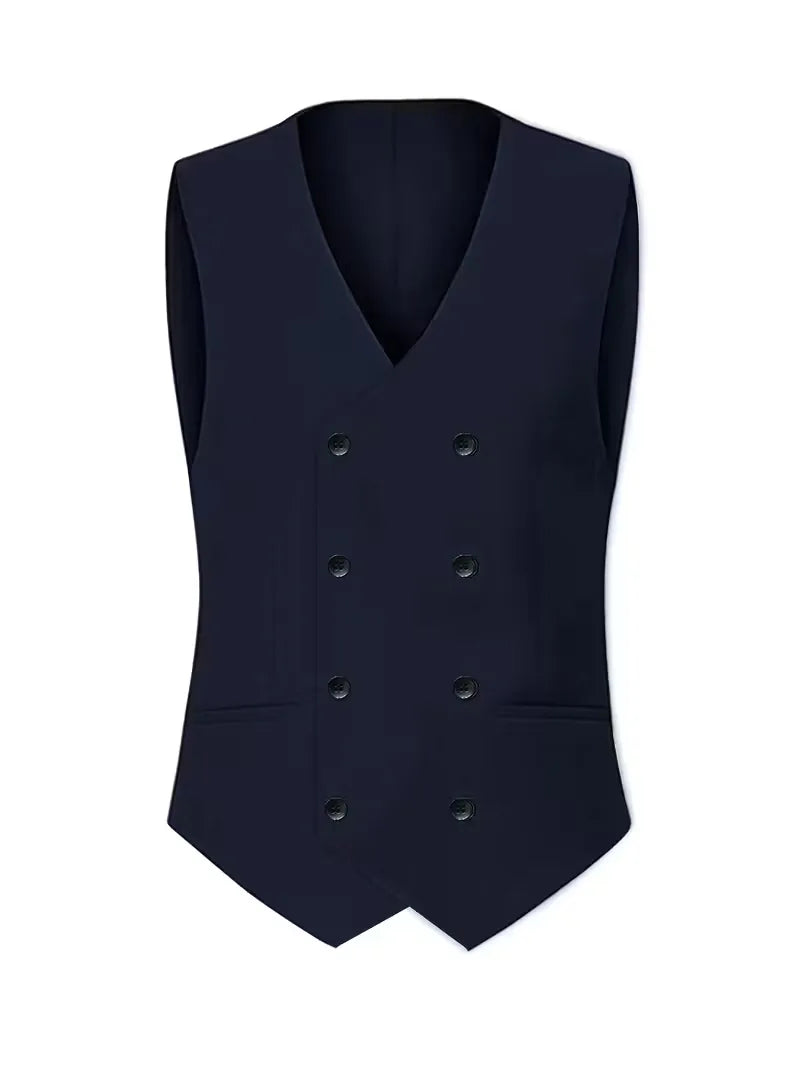 Slim Fit Double-Breasted Three-Piece Suit Set for Men