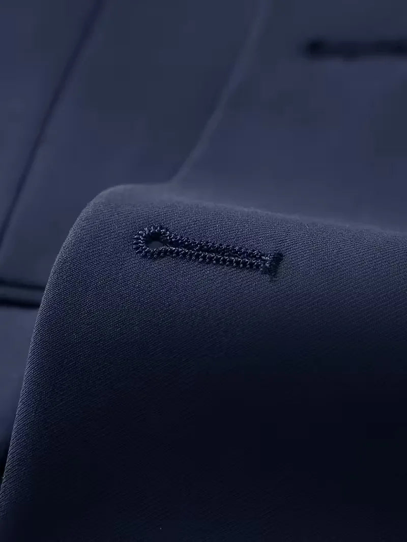 Slim Fit Double-Breasted Three-Piece Suit Set for Men