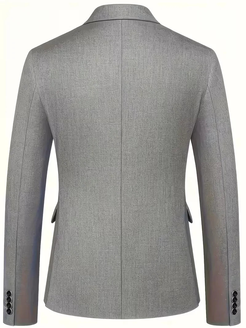 Slim Fit Double-Breasted Three-Piece Suit Set for Men