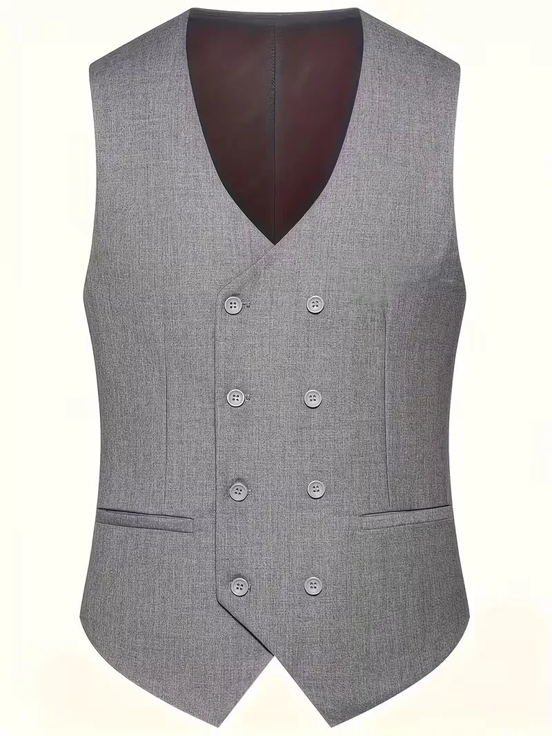 Slim Fit Double-Breasted Three-Piece Suit Set for Men