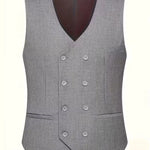 Slim Fit Double-Breasted Three-Piece Suit Set for Men