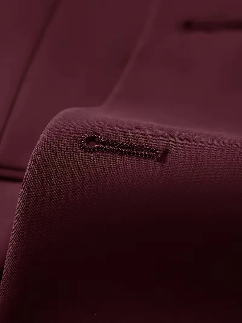 Slim Fit Double-Breasted Three-Piece Suit Set for Men