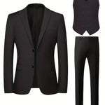 Slim Fit Double-Breasted Three-Piece Suit Set for Men