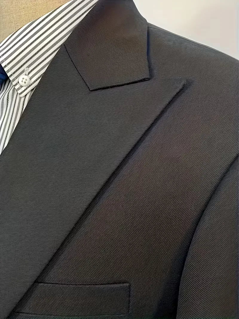 Slim Fit Double-Breasted Three-Piece Suit Set for Men