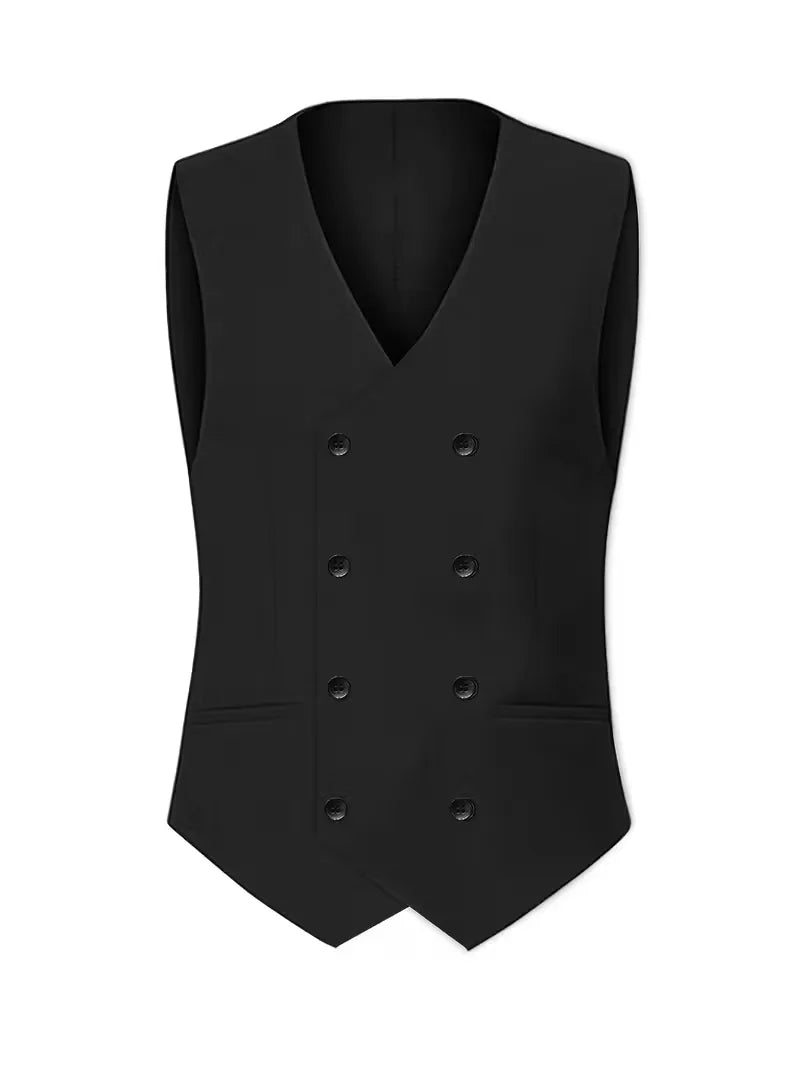Slim Fit Double-Breasted Three-Piece Suit Set for Men