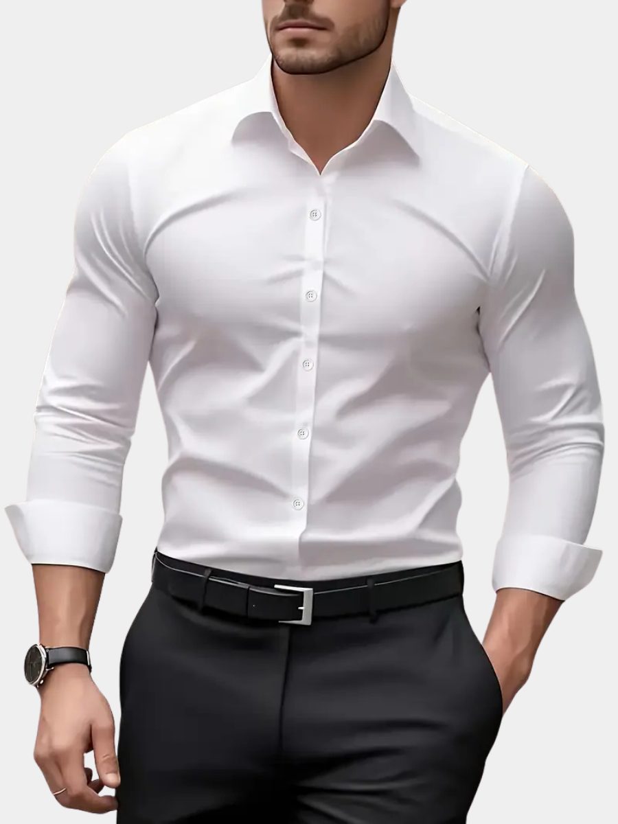 Slim Fit Long Sleeve Button-Down Shirt for Men