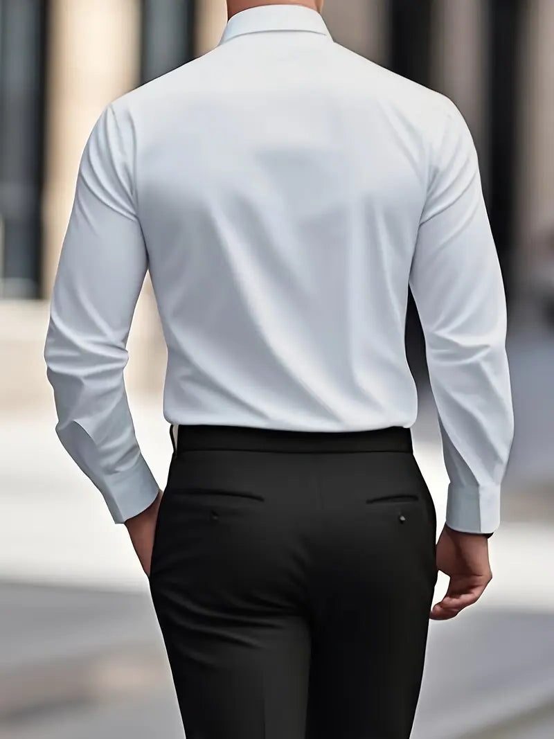Slim Fit Long Sleeve Button-Down Shirt for Men - View 11