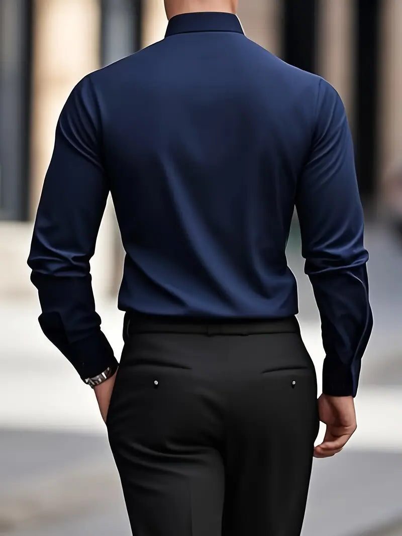 Slim Fit Long Sleeve Button-Down Shirt for Men - View 12