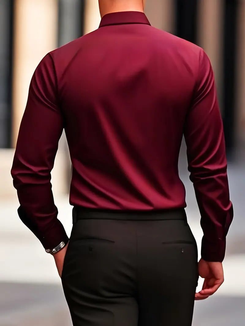 Slim Fit Long Sleeve Button-Down Shirt for Men - View 13
