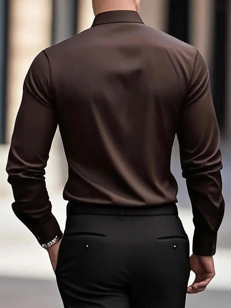 Slim Fit Long Sleeve Button-Down Shirt for Men - View 14