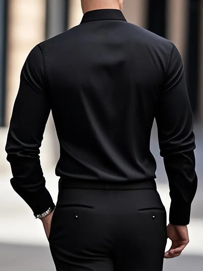 Slim Fit Long Sleeve Button-Down Shirt for Men - View 15