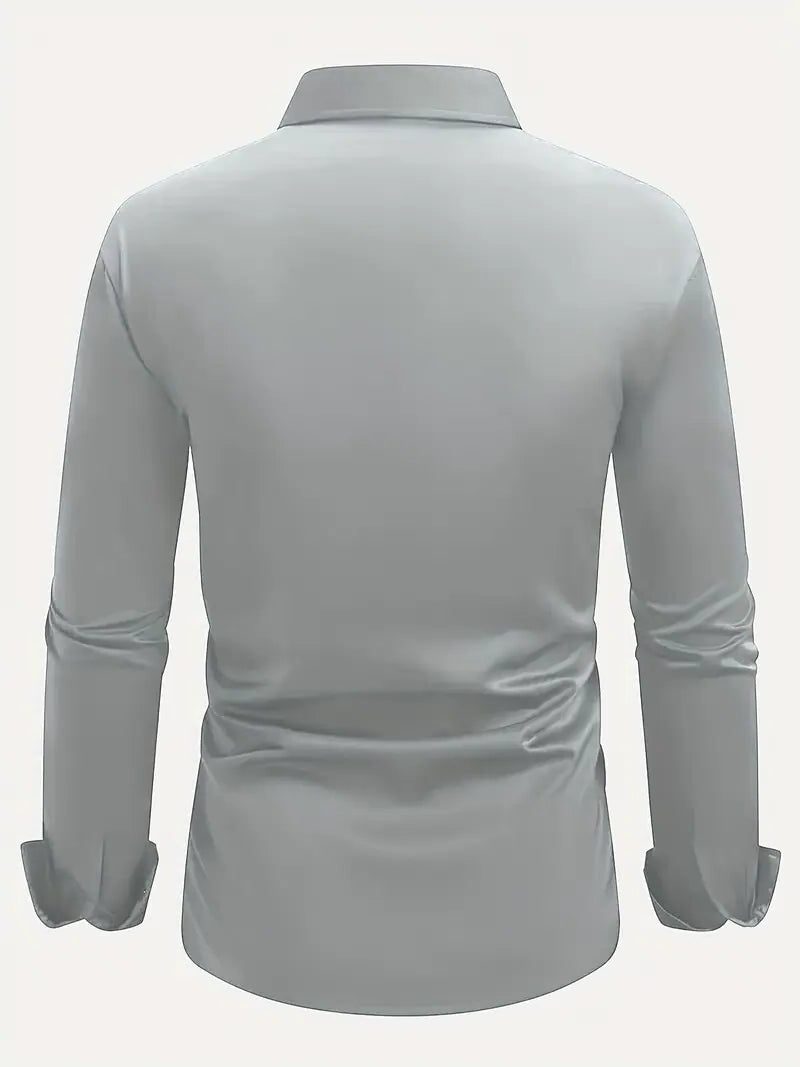 Slim Fit Long Sleeve Button-Down Shirt for Men - View 16