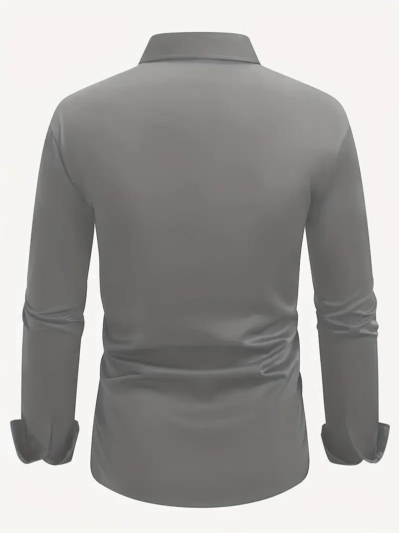 Slim Fit Long Sleeve Button-Down Shirt for Men - View 17