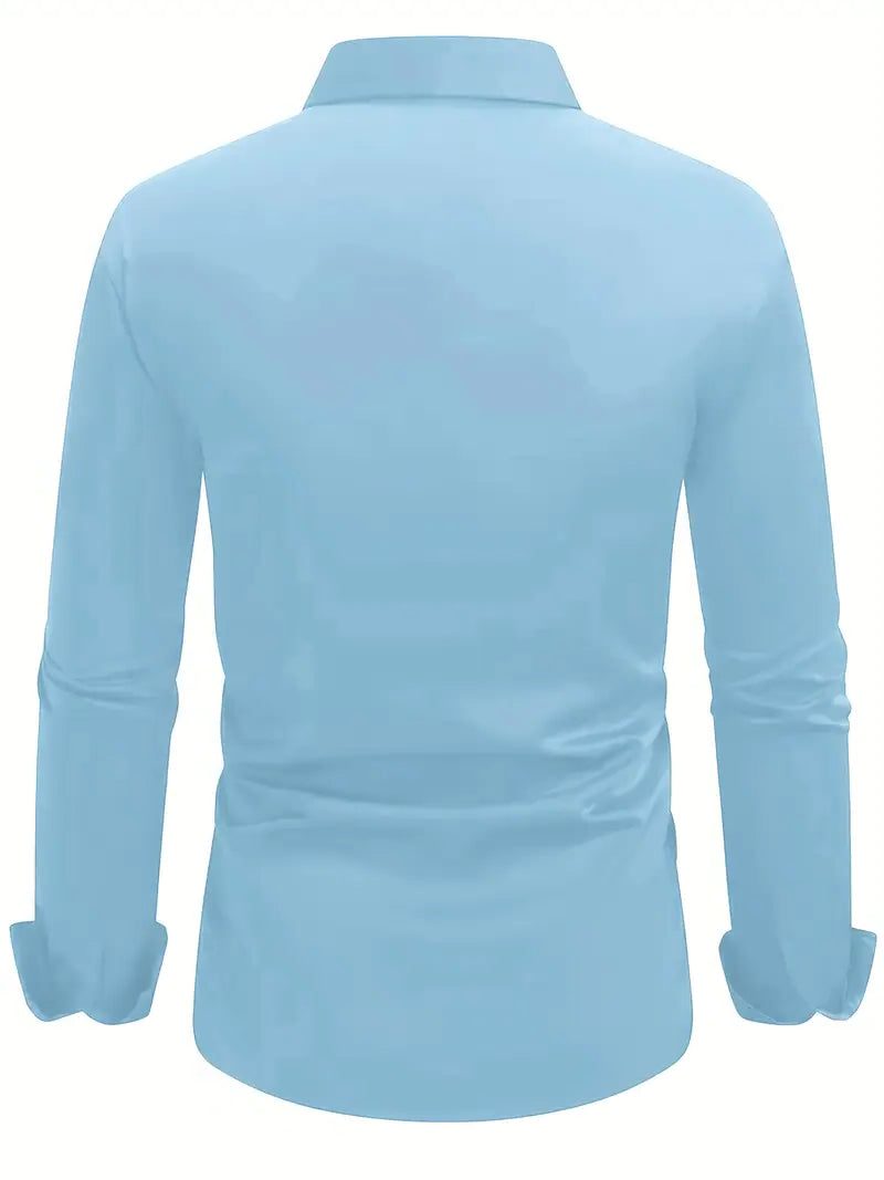Slim Fit Long Sleeve Button-Down Shirt for Men - View 18