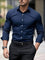 Slim Fit Long Sleeve Button-Down Shirt for Men - Navy Blue