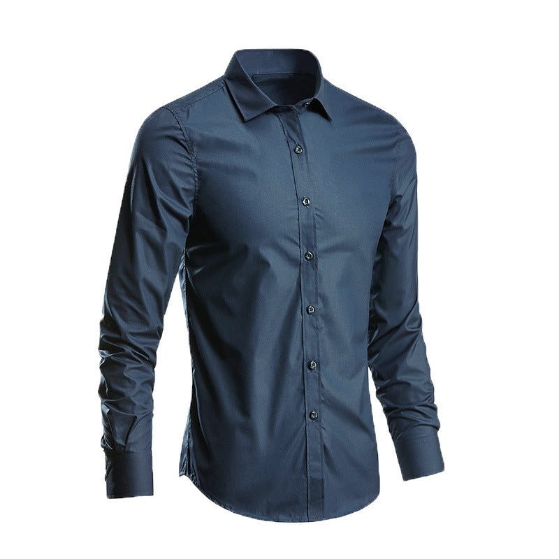 Slim Fit Long Sleeve Button-Up Shirt for Men - Dark Blue