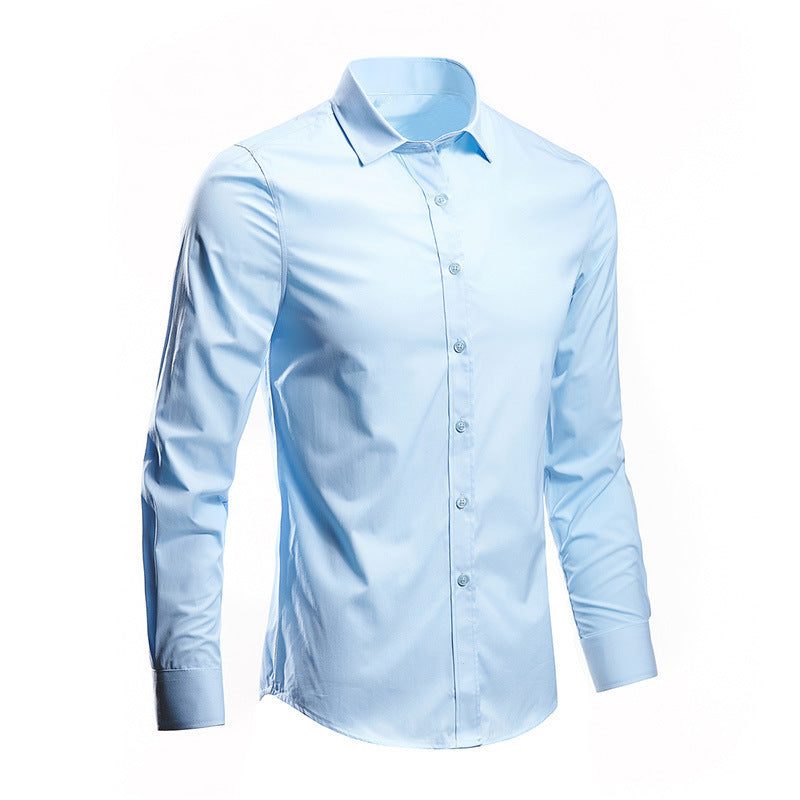 Slim Fit Long Sleeve Button-Up Shirt for Men - Light Blue