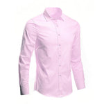 Slim Fit Long Sleeve Button-Up Shirt for Men - Pink