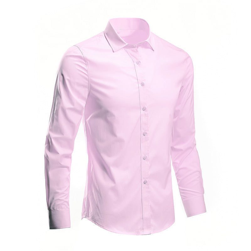 Slim Fit Long Sleeve Button-Up Shirt for Men - Pink