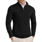 Slim Fit Quarter Zip Sweater for Men - Black