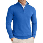 Slim Fit Quarter Zip Sweater for Men - Blue