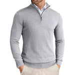 Slim Fit Quarter Zip Sweater for Men - Gray