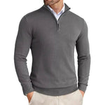 Slim Fit Quarter Zip Sweater for Men - Gray (2)