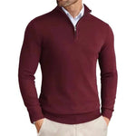 Slim Fit Quarter Zip Sweater for Men - Red