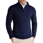 Slim Fit Quarter Zip Sweater for Men - Navy