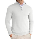 Slim Fit Quarter Zip Sweater for Men - White