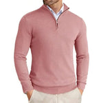 Slim Fit Quarter Zip Sweater for Men - Pink