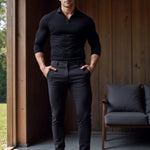 Slim Fit Stretch Chino Trousers for Men - View 12